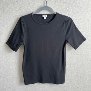 J. Crew Factory Black Cotton Short Sleeve Tee Women's M Basic Normcore Casual